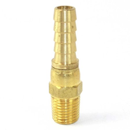 INTERSTATE PNEUMATICS Brass Hose Fitting, Connector, 3/8 Inch Swivel Barb x 1/4 Inch Male NPT End, PK 6 FMS146-D6